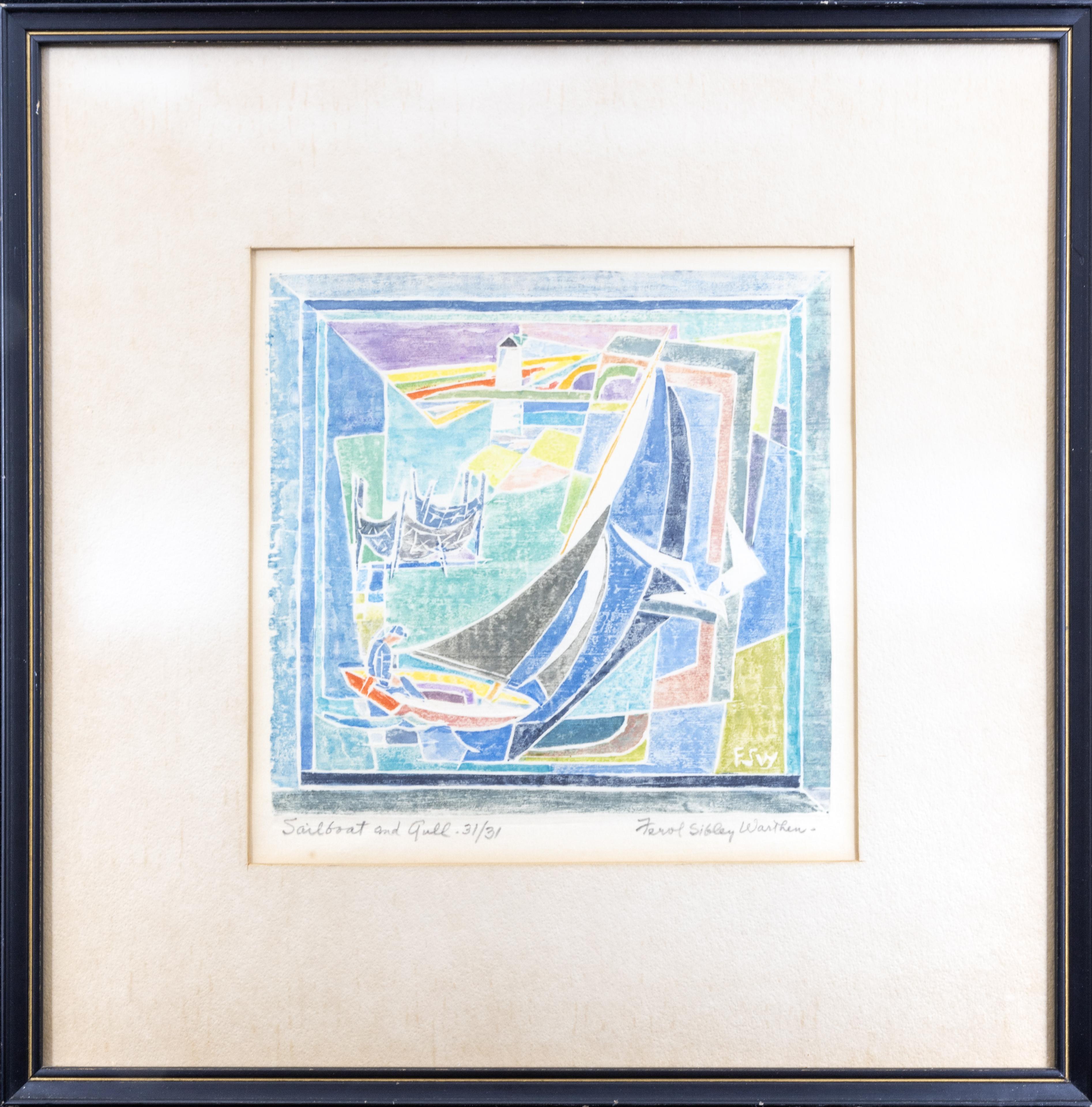 Sailboat and Gull - Print by Ferol K. Sibley Warthen
