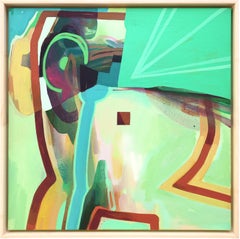 Abstract Modern Painting, Green and Teal Framed Art, "In Altum #4"