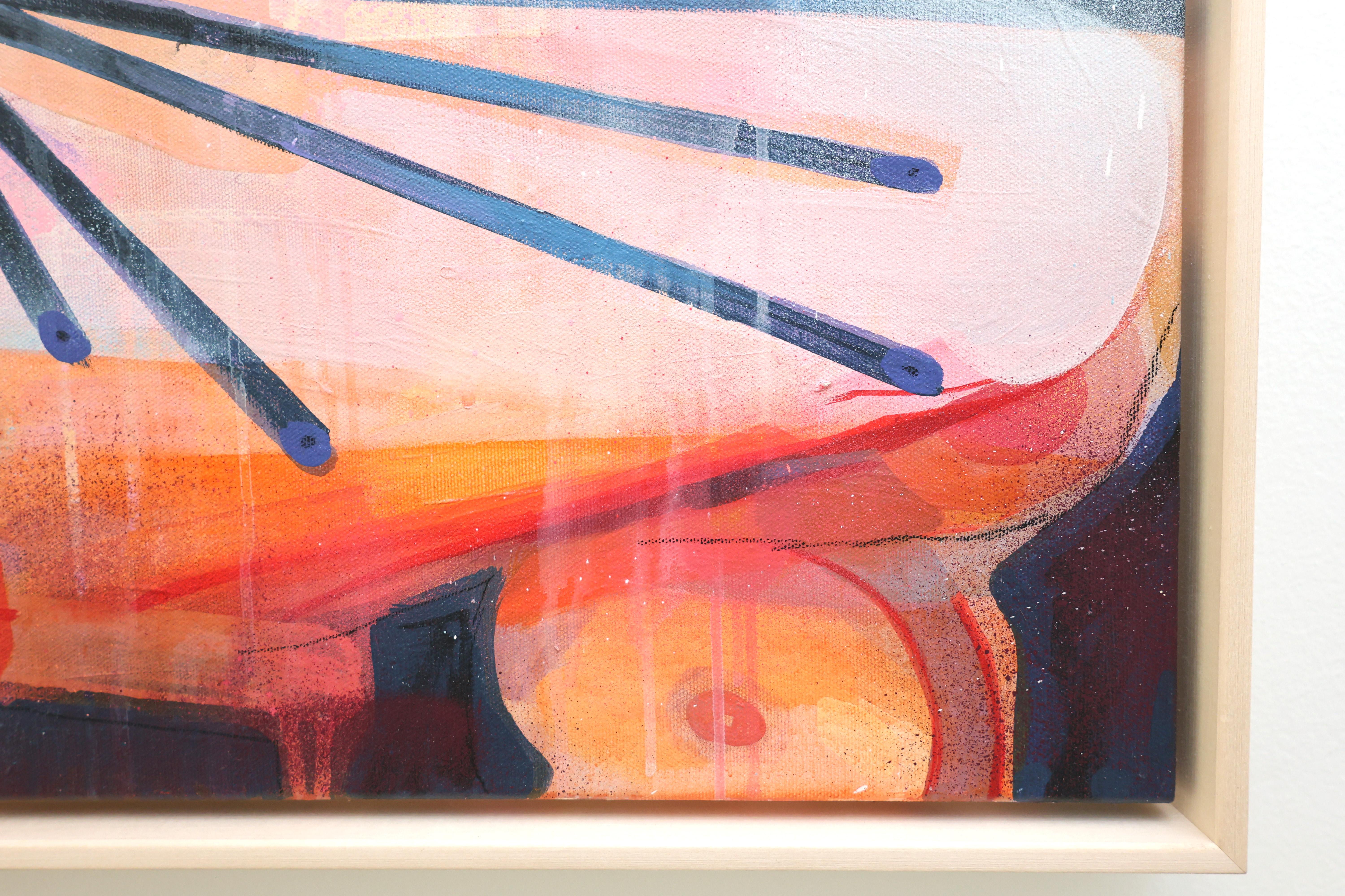 Zeitgenössisches abstraktes gerahmtes Acrylgemälde, kühnes Rot und Rosa, In Altum #6 im Angebot 6