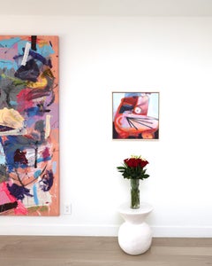 Contemporary Abstract Acrylic Framed Painting, Bold Red and Pink, In Altum #6