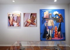 Framed Abstract Acrylic Painting, Purple and Peach Tones, In Altum #1