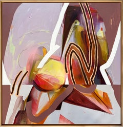 Framed Abstract Acrylic Painting, Purple and Peach Tones, In Altum #1