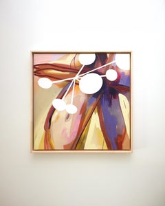 Framed Abstract Acrylic Painting, Warm Neutrals and Purple Tones, In Altum #3
