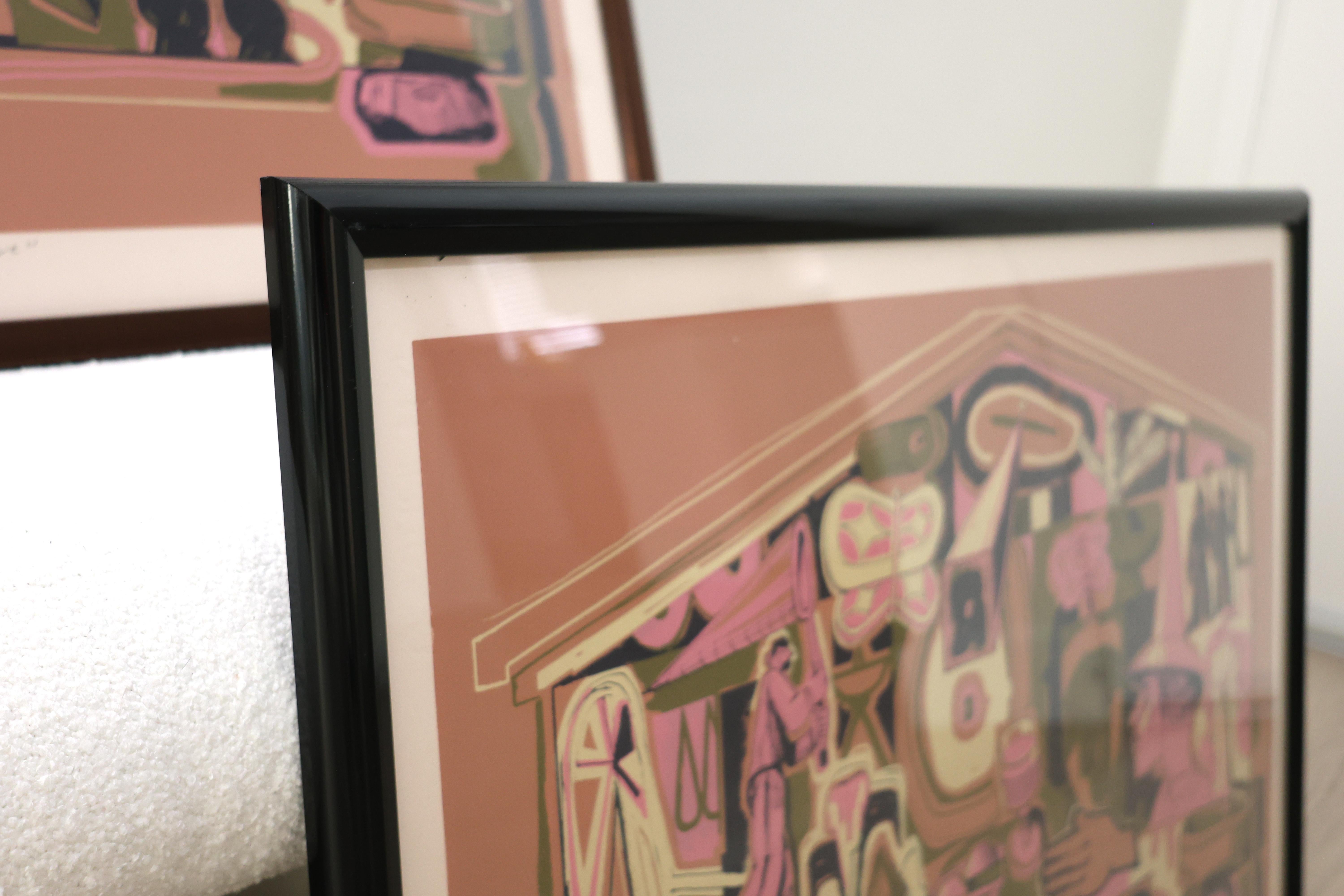 Zeitgenössischer figurativer Siebdruck, rosa, limitierte Auflage 