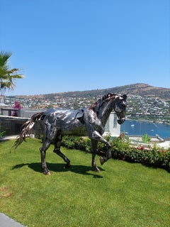 FEROX "The Untamed Spirit" SS Metal Horse Sculpture, Large Scale, Outdoor
