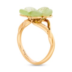 Ferragamo 18 Karat Grüner Peridot Blumen-Diamant-Ring Größe 6,75