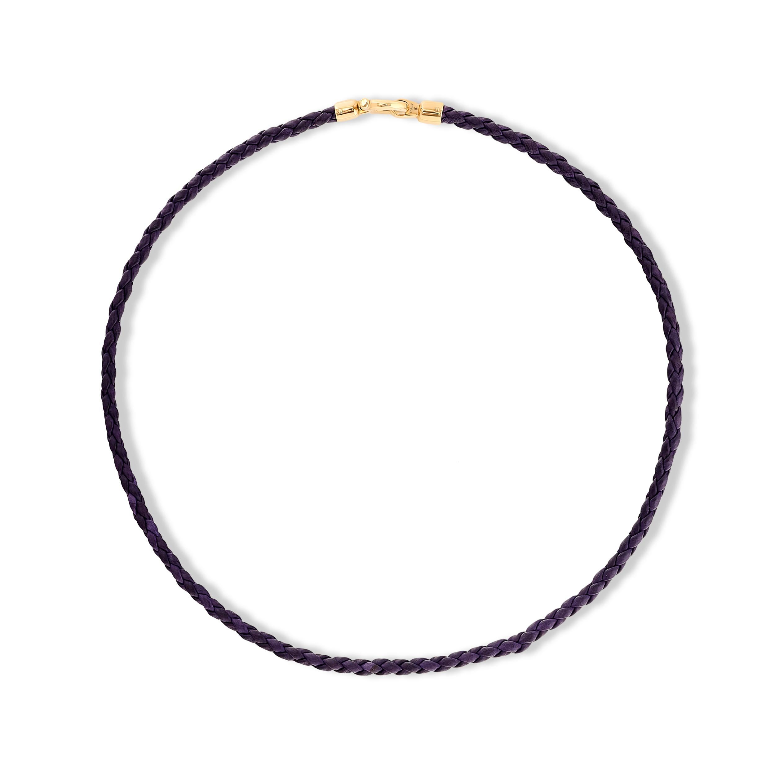 Ferragamo 18 Karat Purple Cord Double Bracelet/Necklace with Hook Closure In Excellent Condition For Sale In Philadelphia, PA