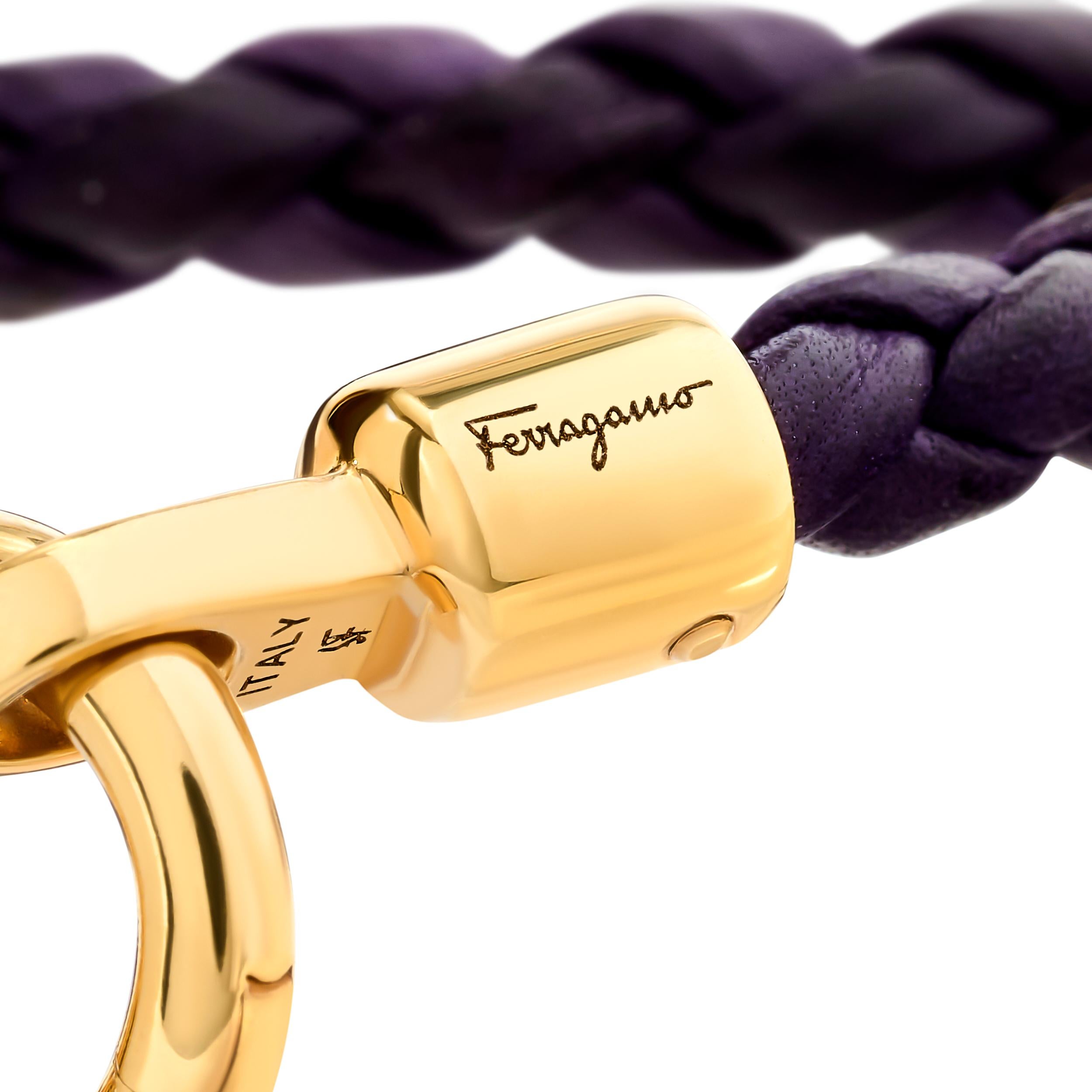 Women's Ferragamo 18 Karat Purple Cord Double Bracelet/Necklace with Hook Closure For Sale