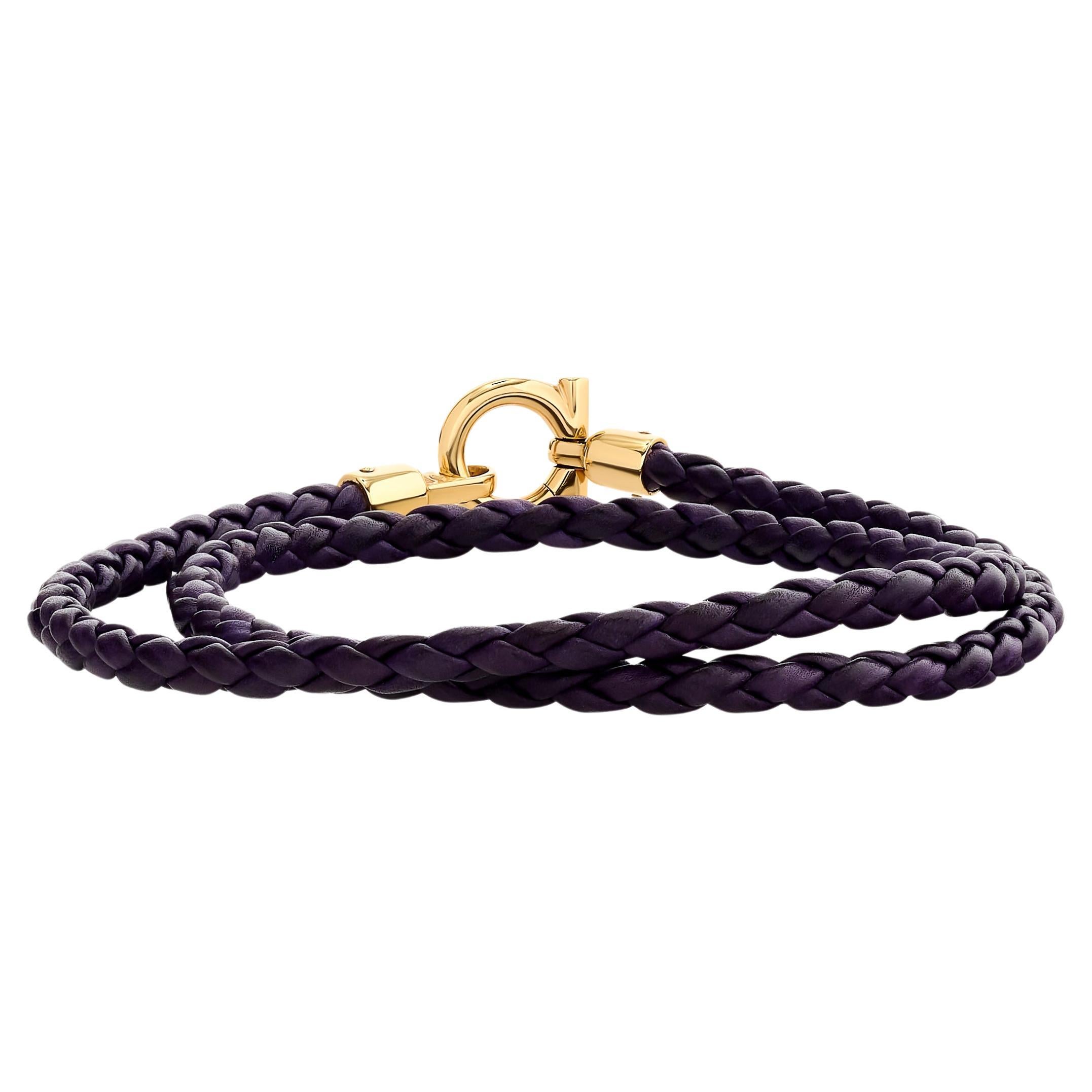 Ferragamo 18 Karat Purple Cord Double Bracelet/Necklace with Hook Closure For Sale
