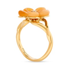 Ferragamo 18 Carati Giallo Fuoco Opale Fiore Diamante Anello Misura 6.75