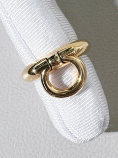 Ferragamo 18K Yellow Gold Gancini Ring Size 52