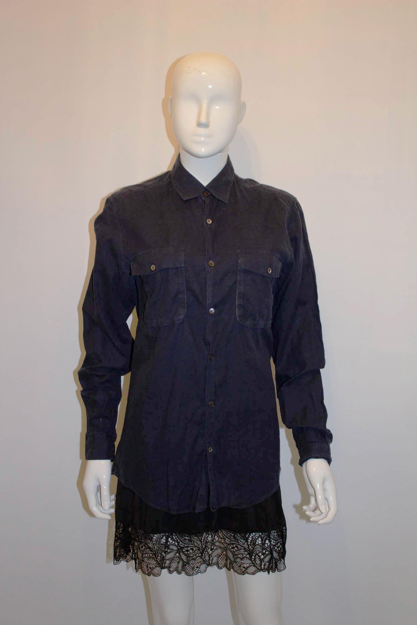Black Ferragamo Balck Cotton Shirt For Sale
