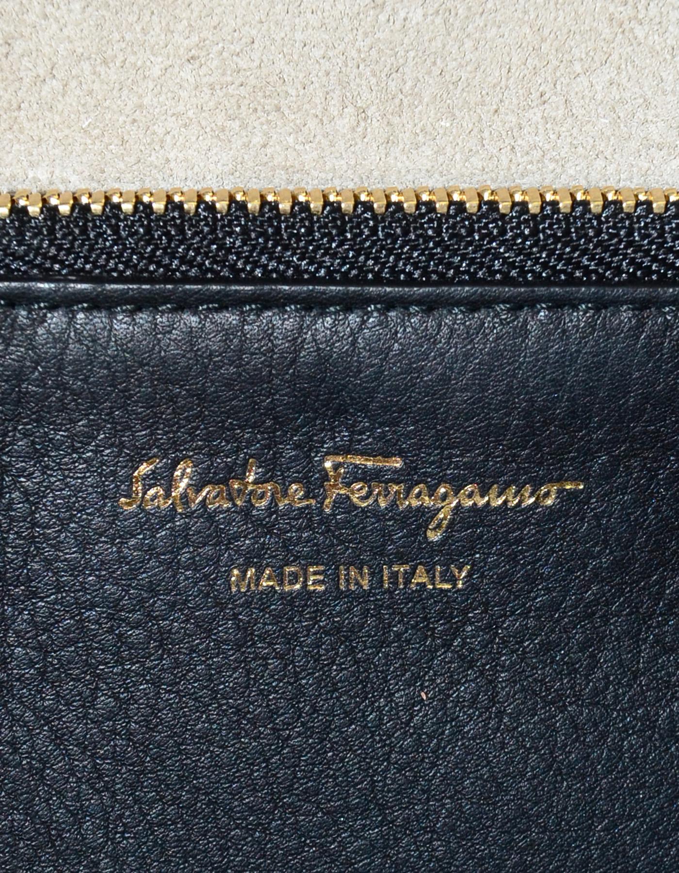 Ferragamo Black Calfskin Leather 