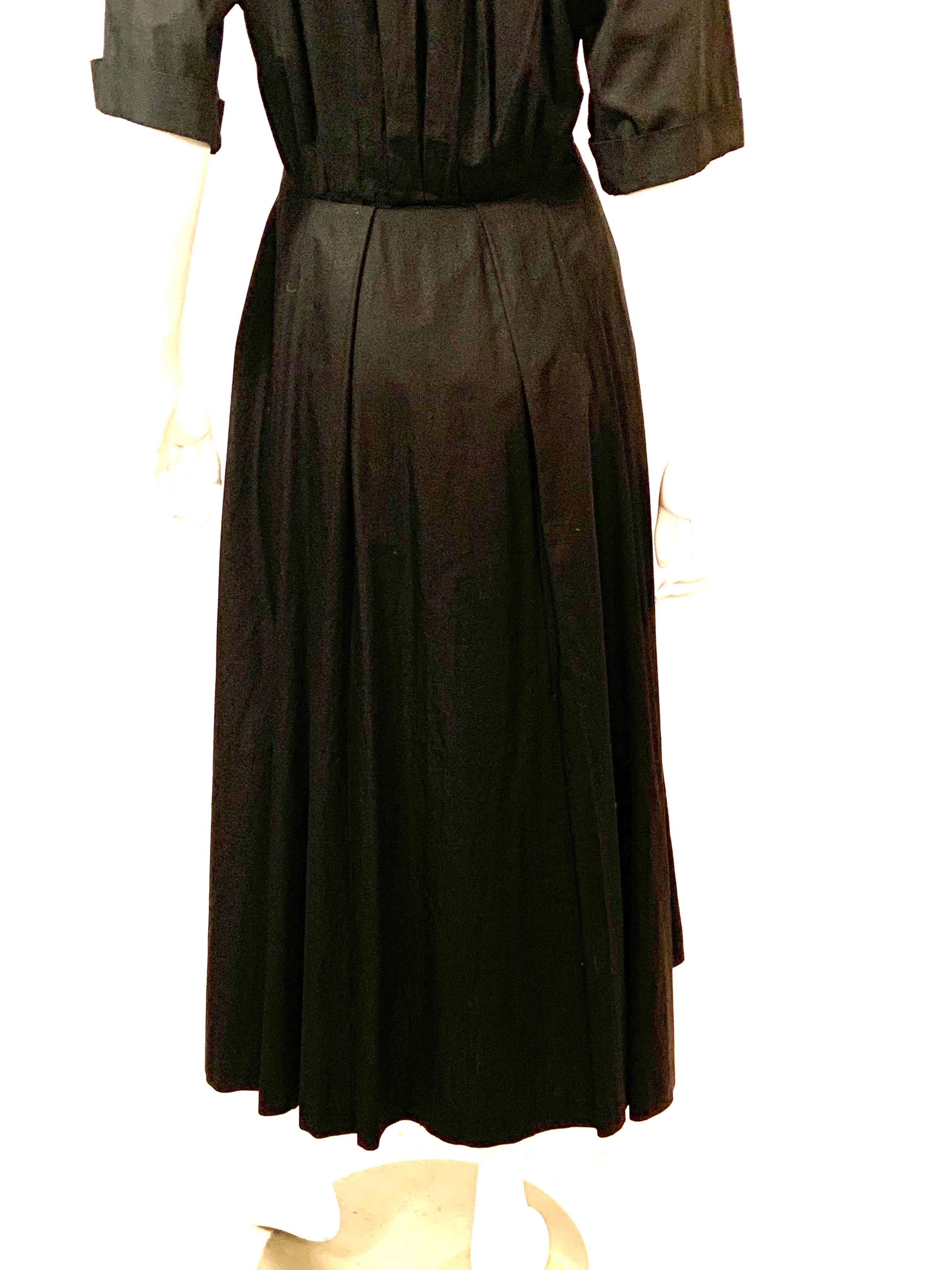 Ferragamo Black Cotton Dress with High Side Opening For Sale 6