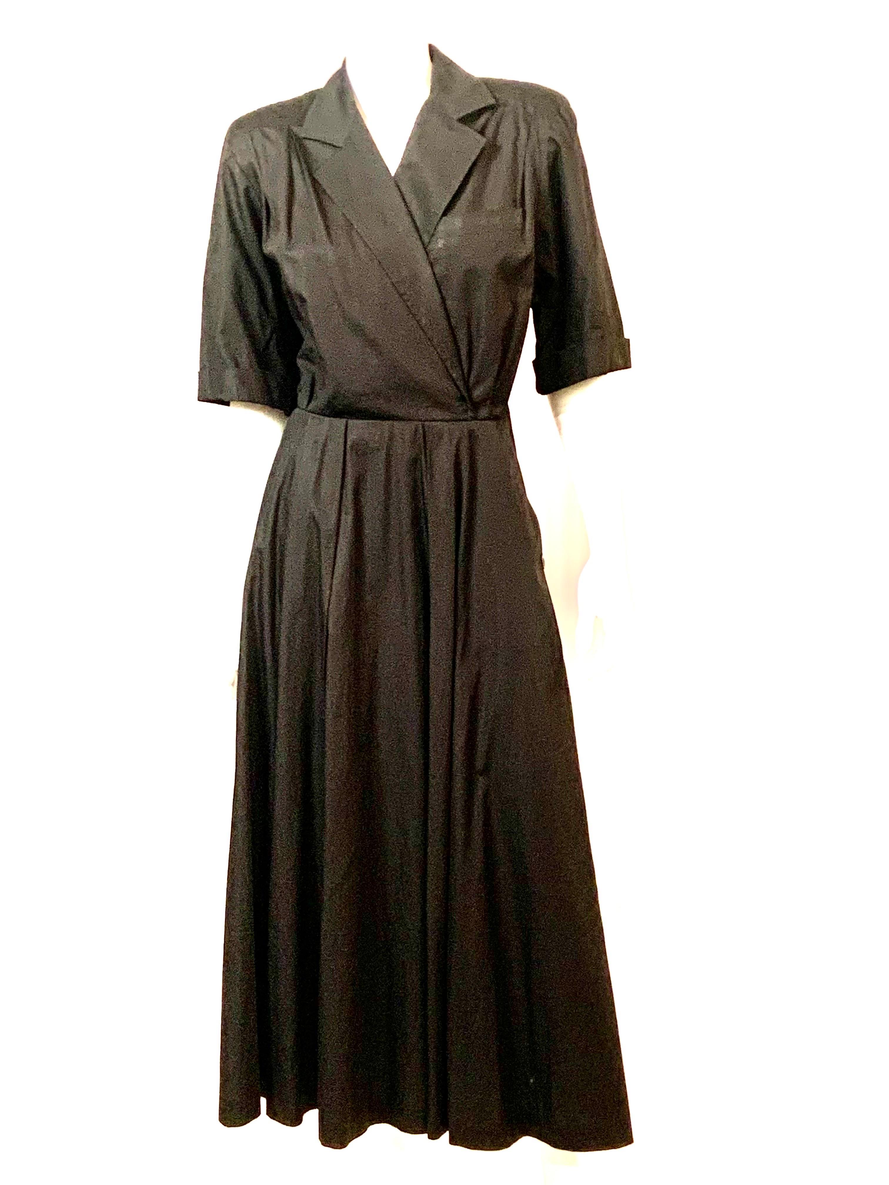 Ferragamo Black Cotton Dress with High Side Opening For Sale 7
