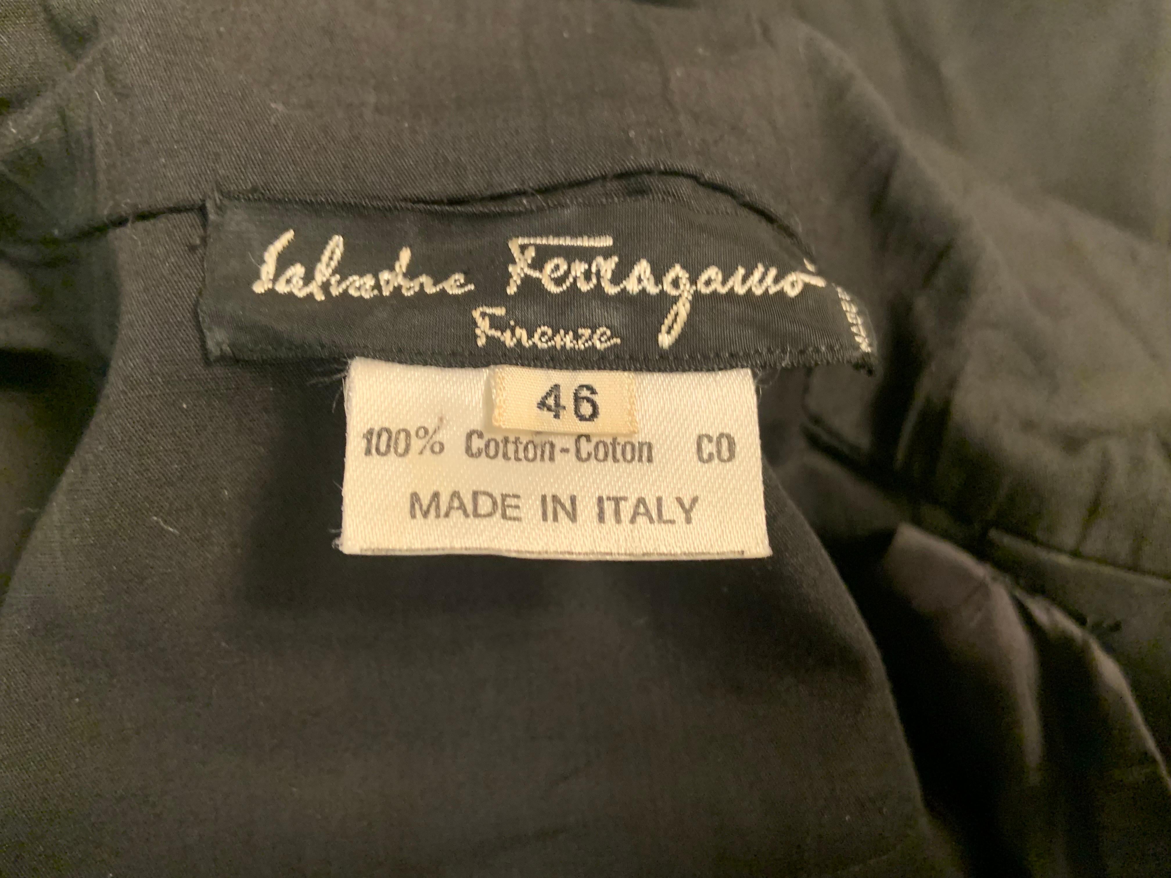 Ferragamo Black Cotton Dress with High Side Opening For Sale 8
