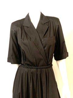 Ferragamo Black Cotton Dress with High Side Opening