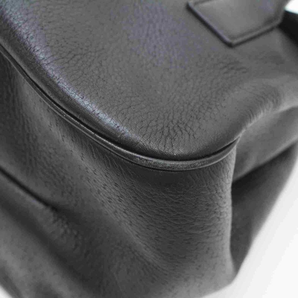 Ferragamo Black Leather Gancini Satchel Flap Bowler 860416 For Sale 7