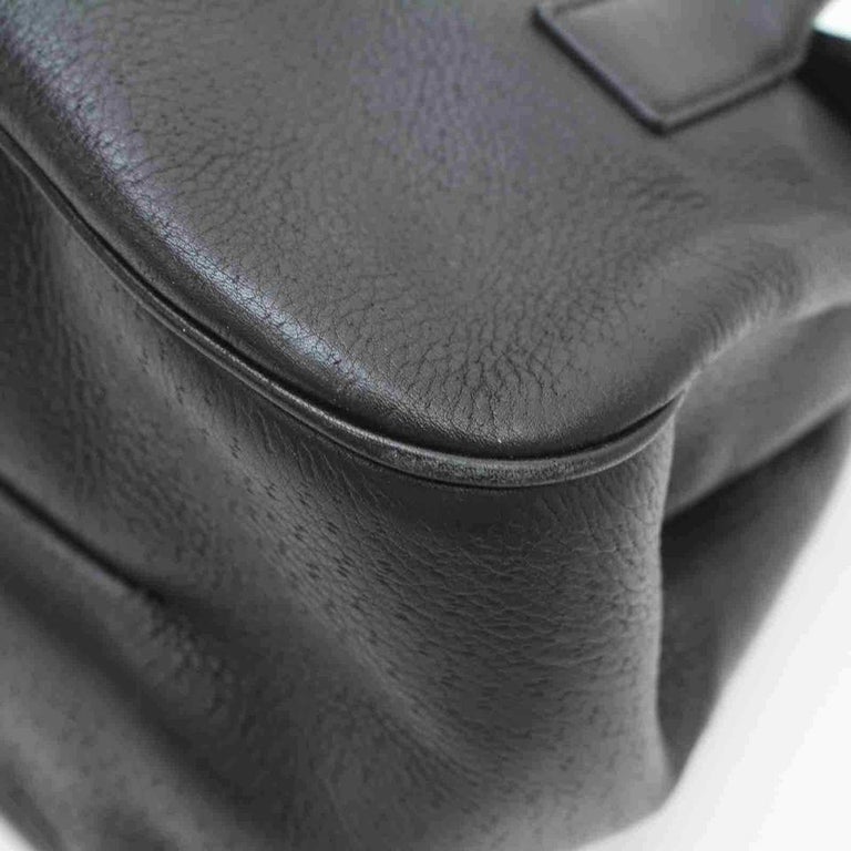 Ferragamo Black Leather Gancini Satchel Flap Bowler 860416 For Sale 8
