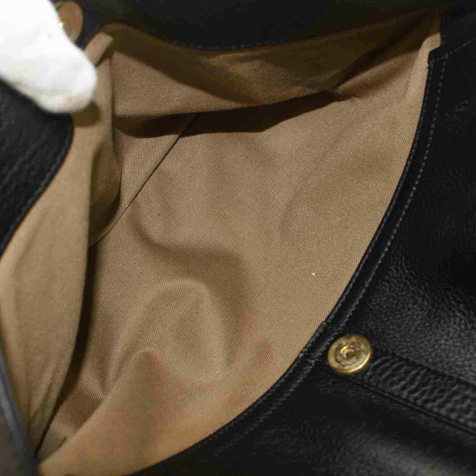 Women's Ferragamo Black Leather Gancini Satchel Flap Bowler 860416 For Sale