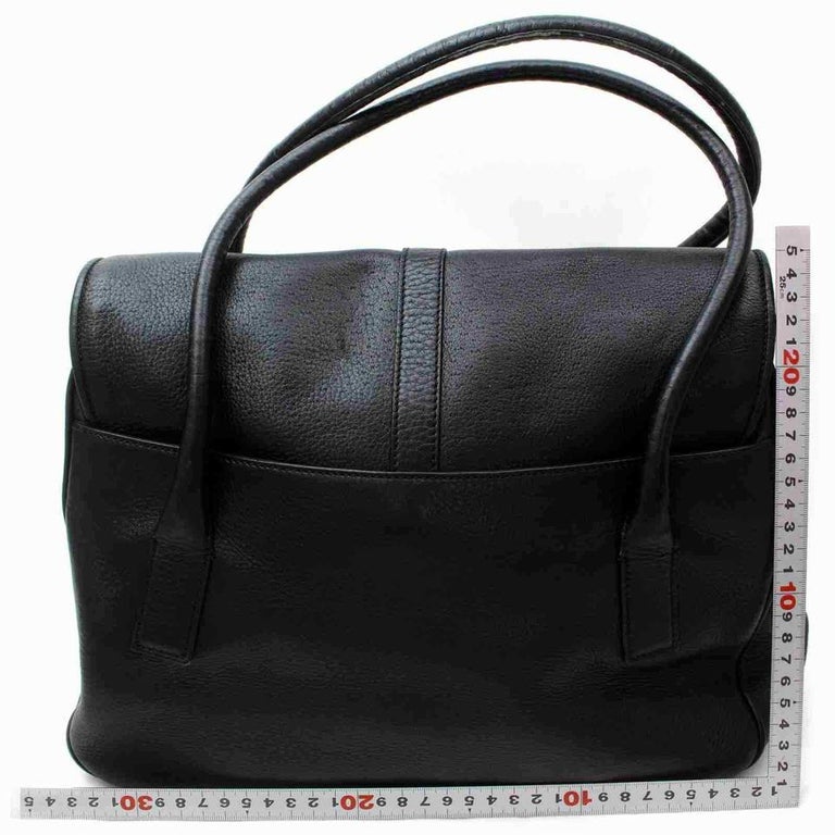 Ferragamo Black Leather Gancini Satchel Flap Bowler 860416 For Sale 2