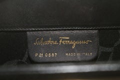FERRAGAMO Black Leather Gancini Turnlock Chain Crossbody 1SF87K