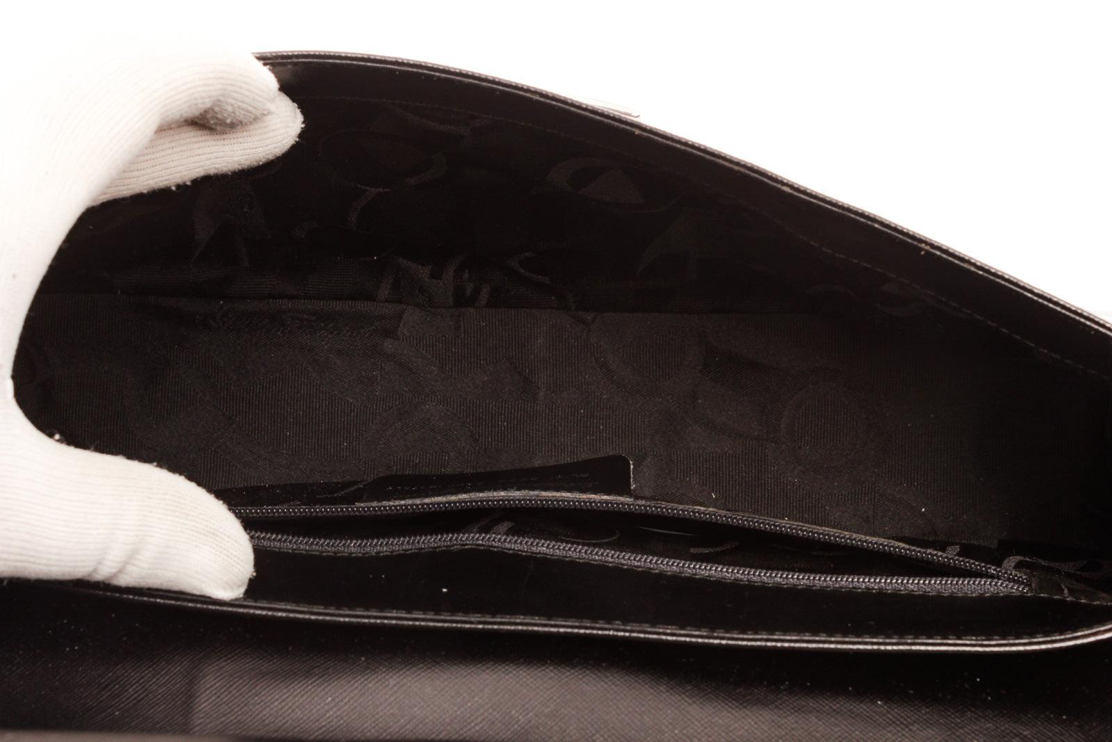 Ferragamo Black Leather Shoulder Bag with silver-tone hardware 2