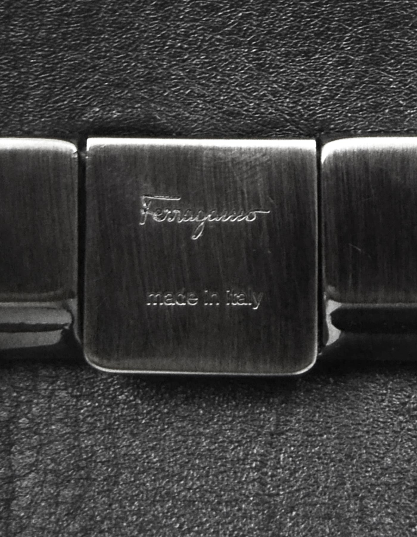 Ferragamo Black Patent Leather Vera Bow Belt sz 27