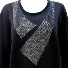 Ferragamo Black Wool Beaded Blouse, 2000s