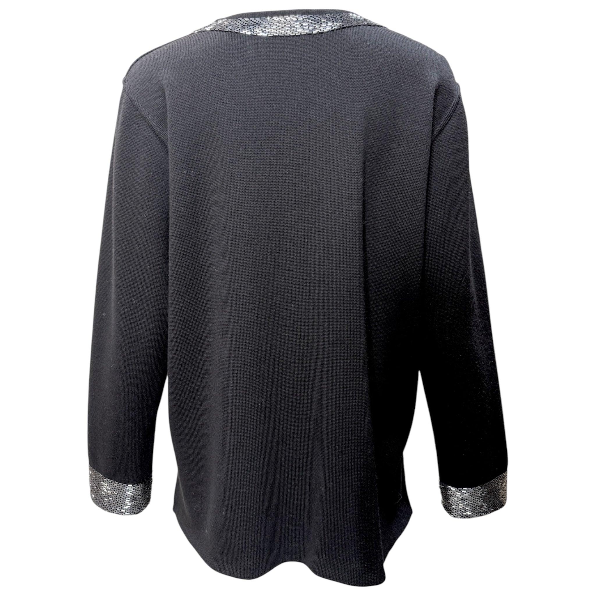 Ferragamo Schwarze Perlenbluse aus Wolle, 2000er Jahre im Zustand „Neu“ im Angebot in Los Angeles, CA