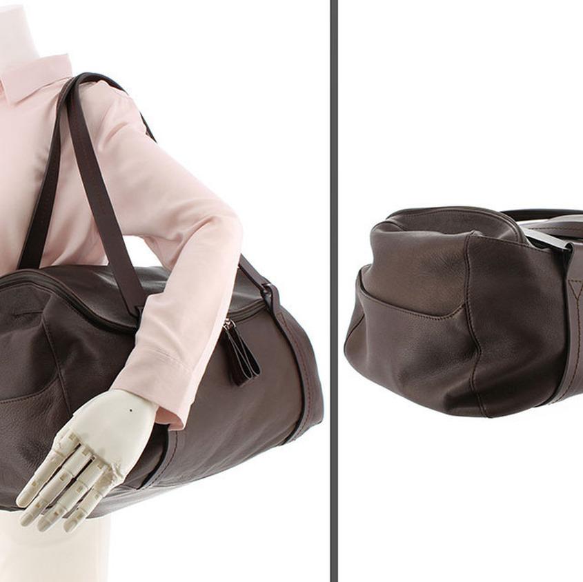 Women's Ferragamo Brown Leather Duffle Bag For Sale