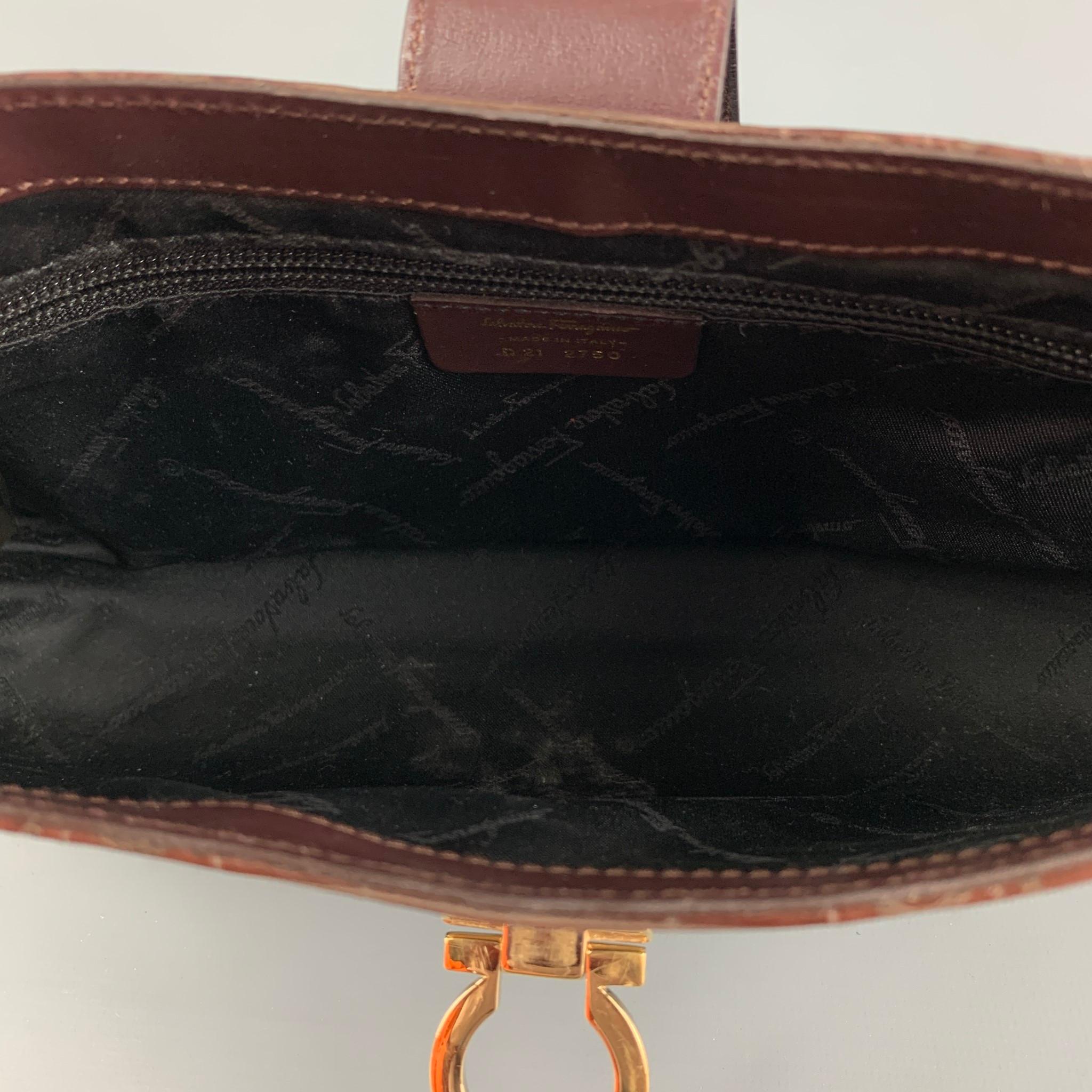 Women's or Men's FERRAGAMO Brown Leather Embossed Shoulder Bag