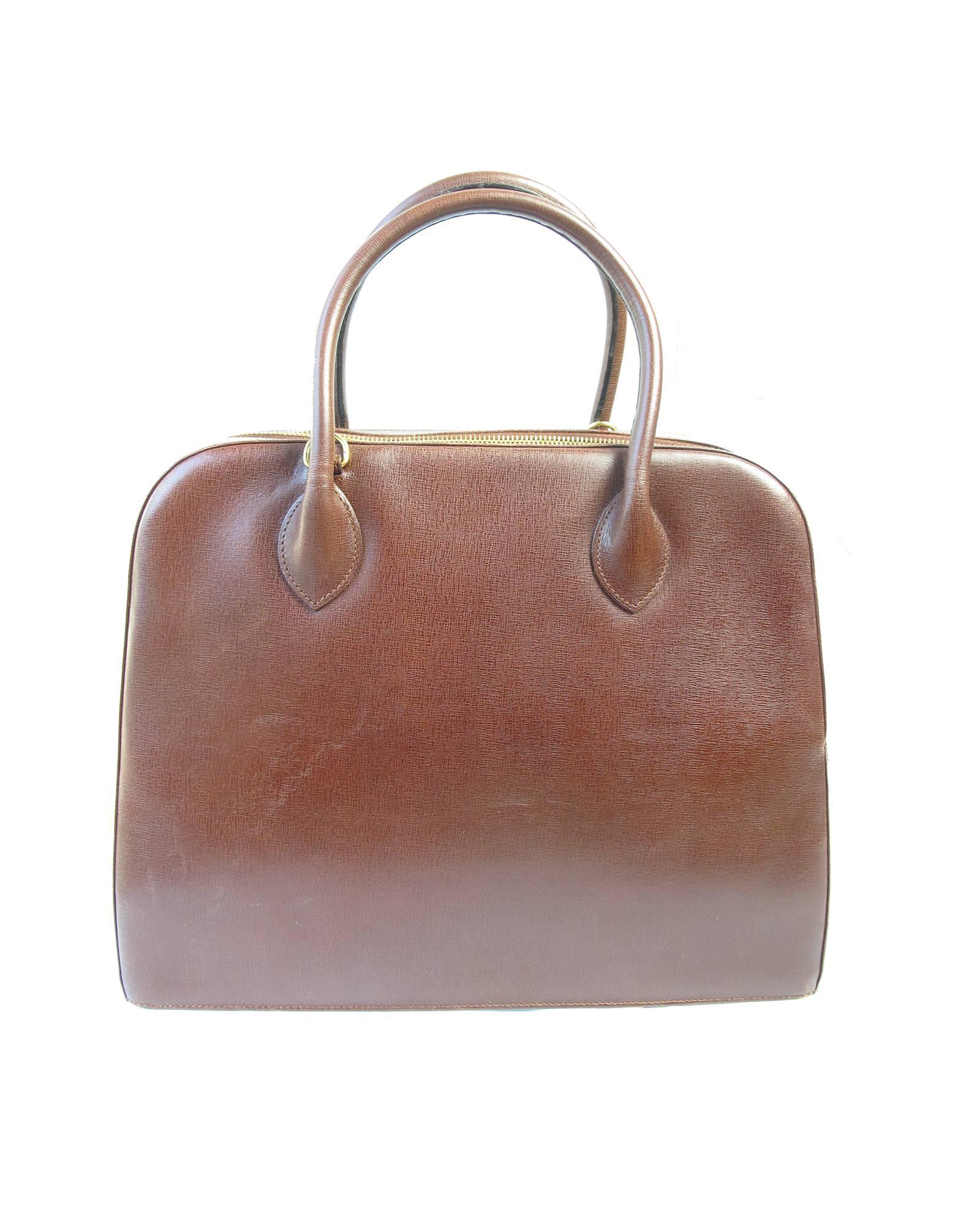 Women's Ferragamo Brown Leather Structured Bag 
