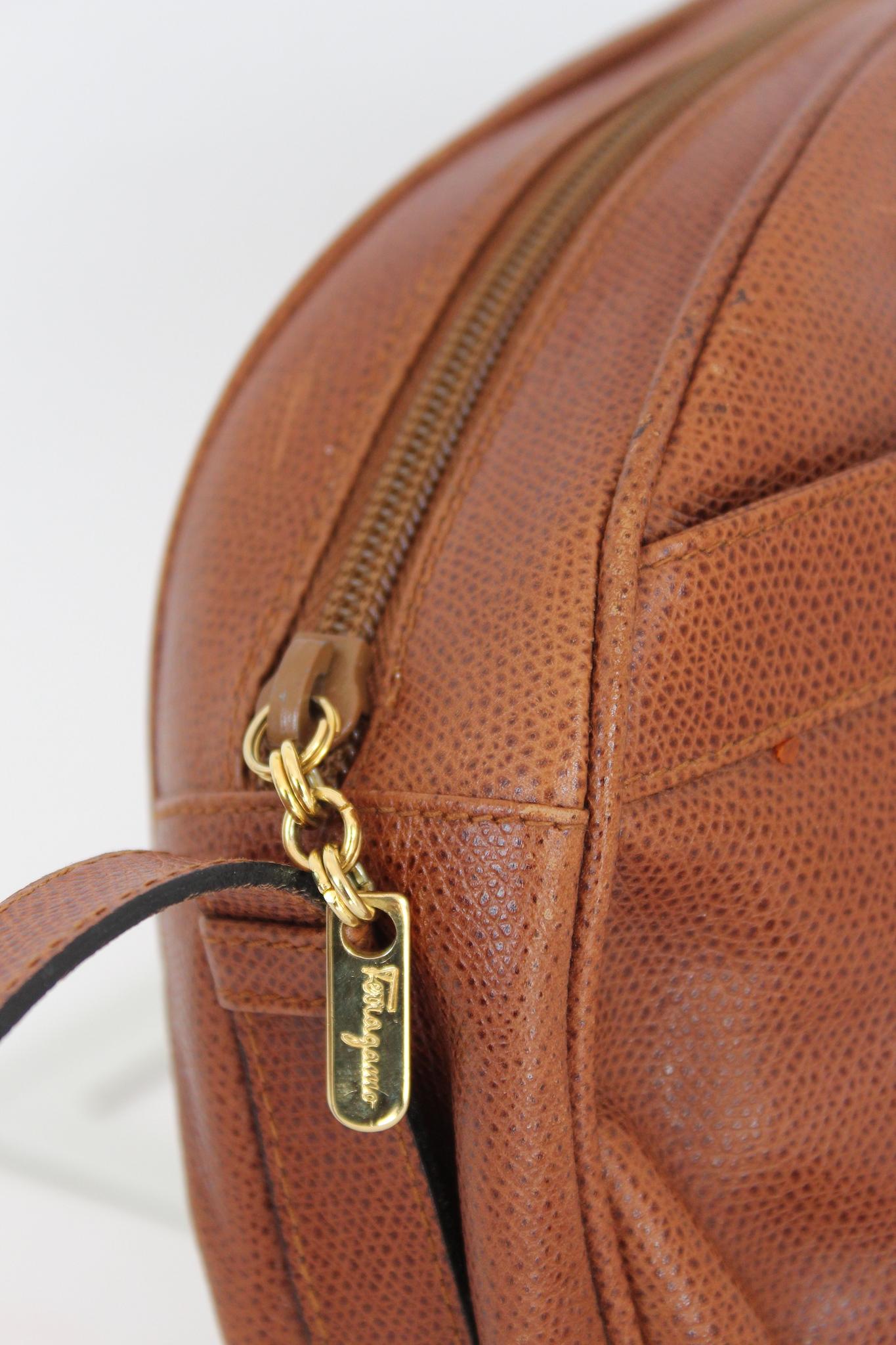 Ferragamo Brown Leather Vintage Shoulder Bag 90s 1