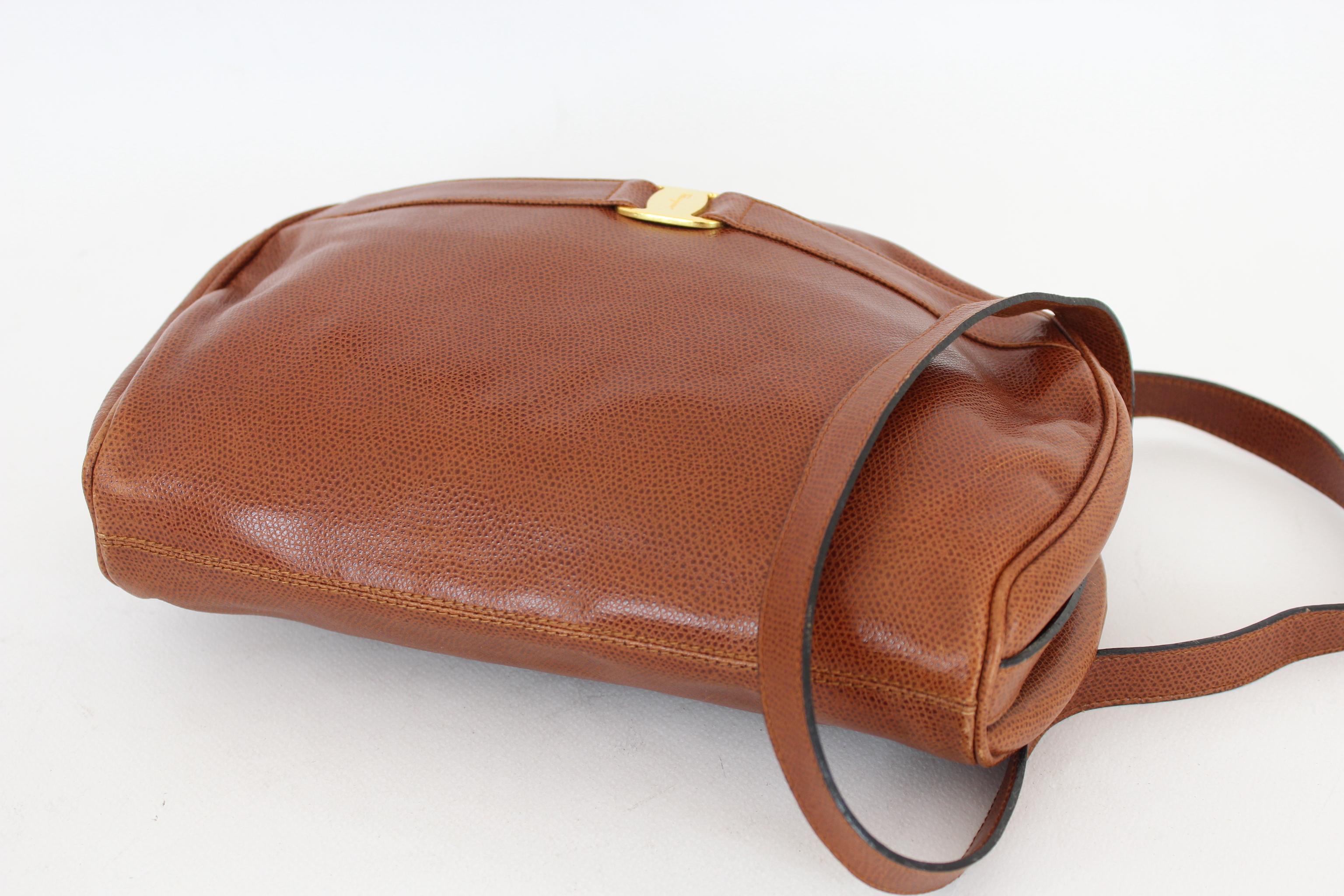 Ferragamo Brown Leather Vintage Shoulder Bag 90s 2