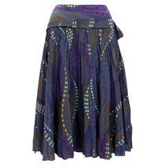 Ferragamo Brown Violet Silk Pleated Skirt 1990