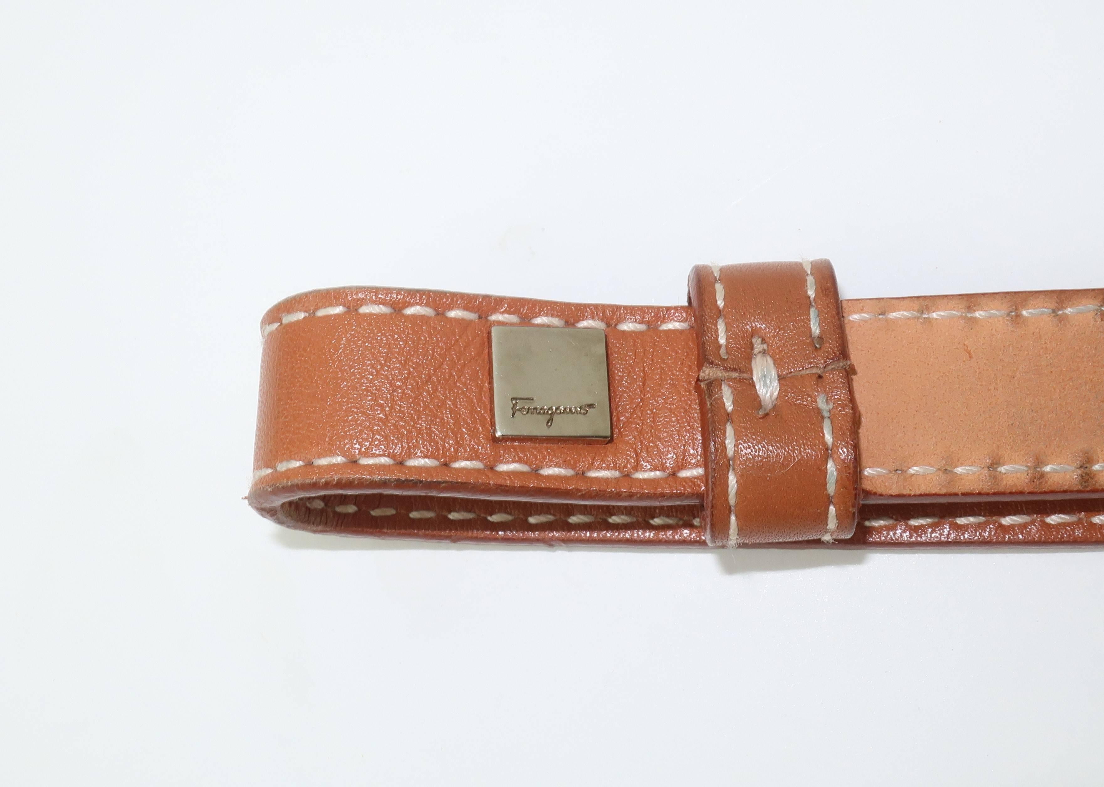 Ferragamo Equestrian Inspired Tan Leather Logo Belt 5