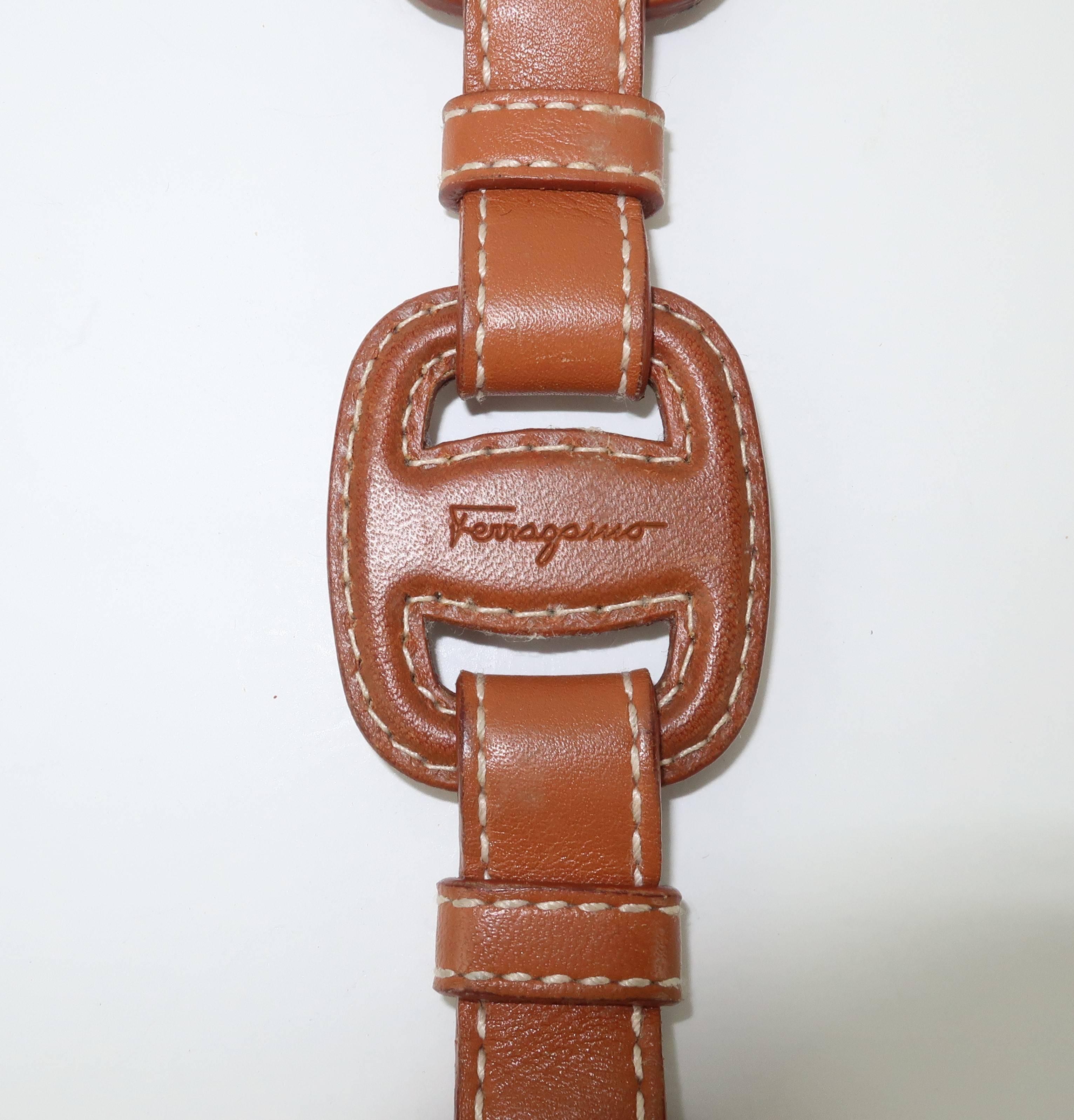 Ferragamo Equestrian Inspired Tan Leather Logo Belt 3