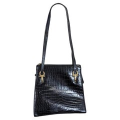 Vintage Ferragamo Faux Crocodile Shoulder Bag