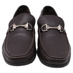Ferragamo Gancini Bit Loafers in Brown Leather