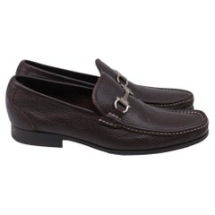 Ferragamo Gancini Bit Loafers in Brown Leather