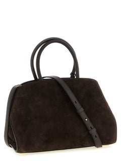 Ferragamo Gancini Buckle Suede Top Handle Bag — Brown