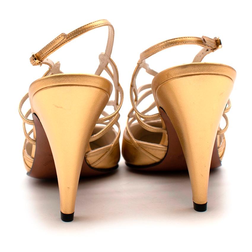 Ferragamo Gold Leather Strappy Limited Edition of 500 Pumps - Size EU 39 In New Condition In London, GB