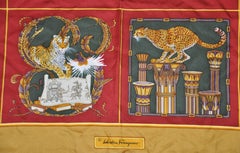 Ferragamo Golden Border "Winter Travels" Silk Jacquard Scarf