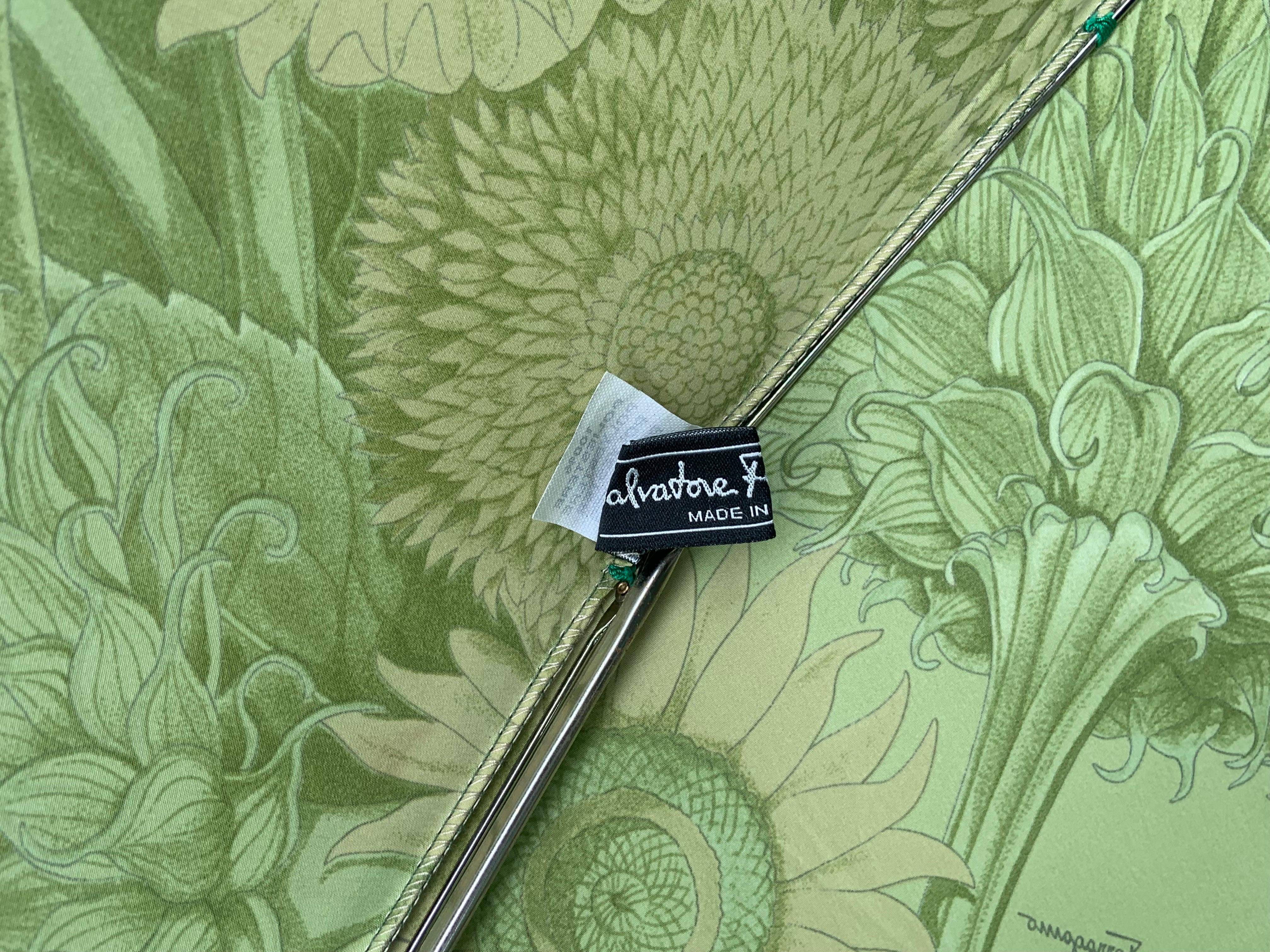 Ferragamo - Parapluie pliable à imprimé tournesol vert 1