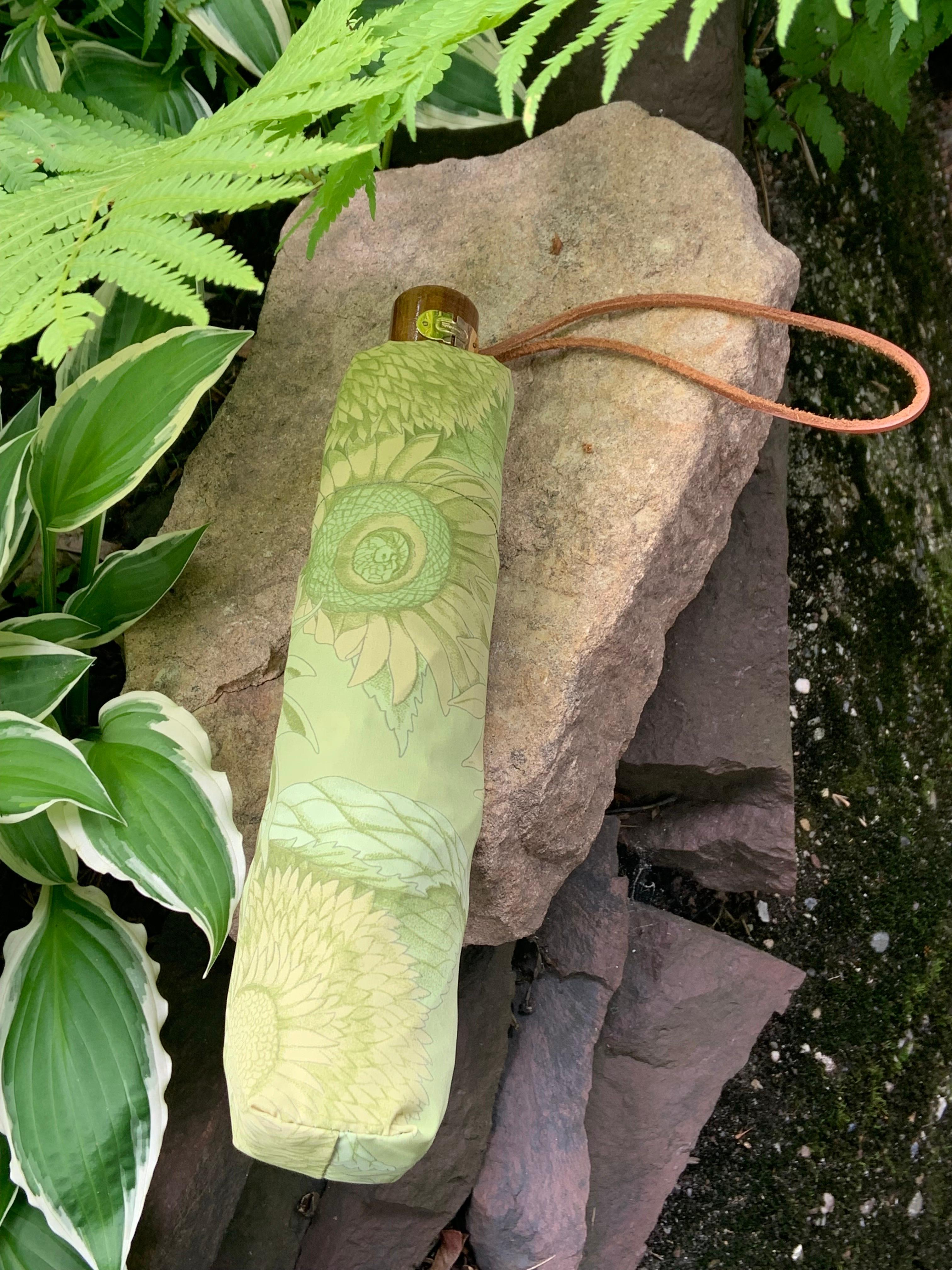 Ferragamo - Parapluie pliable à imprimé tournesol vert 2