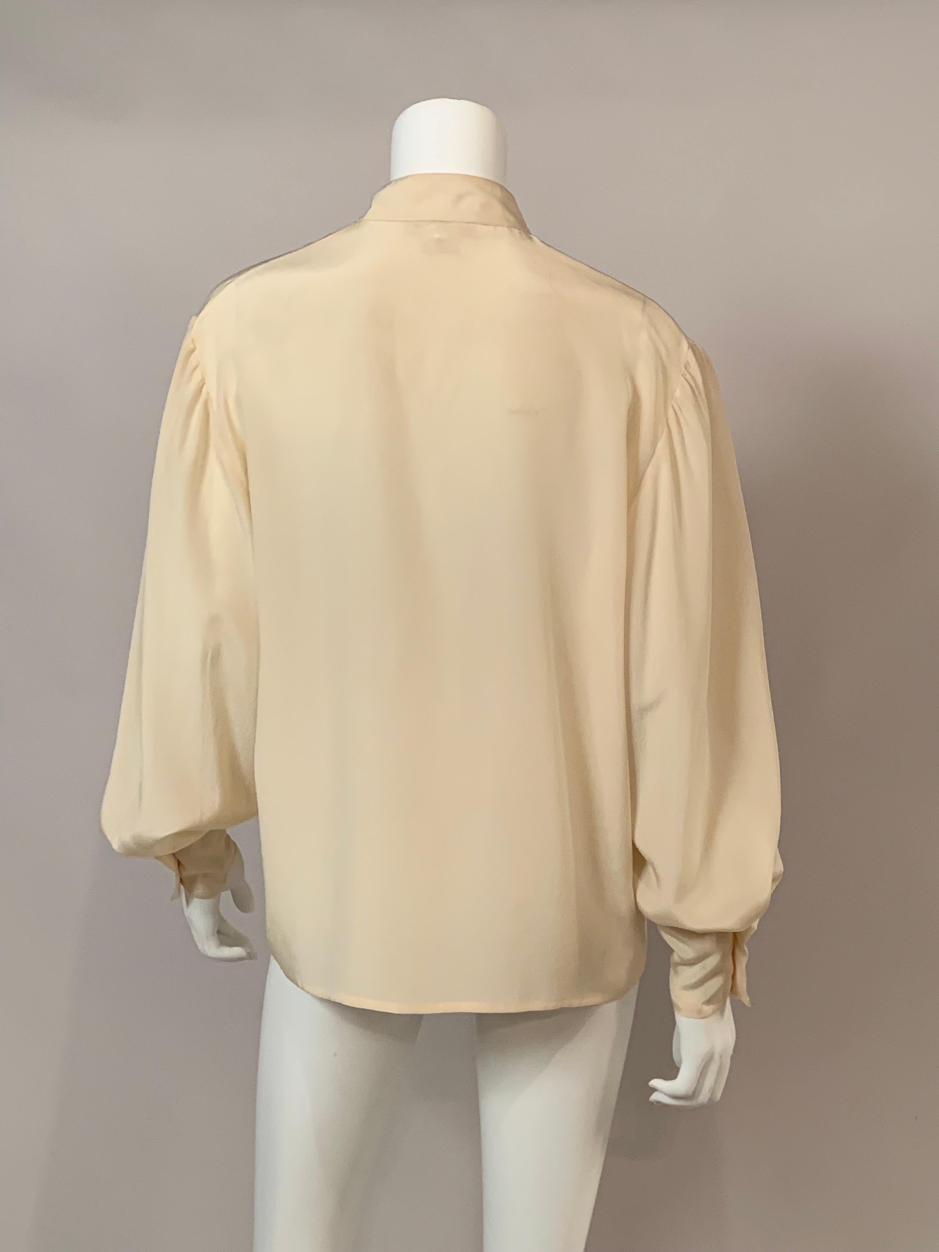Ferragamo Ivory Silk One Button Blouse  Larger Size For Sale 2