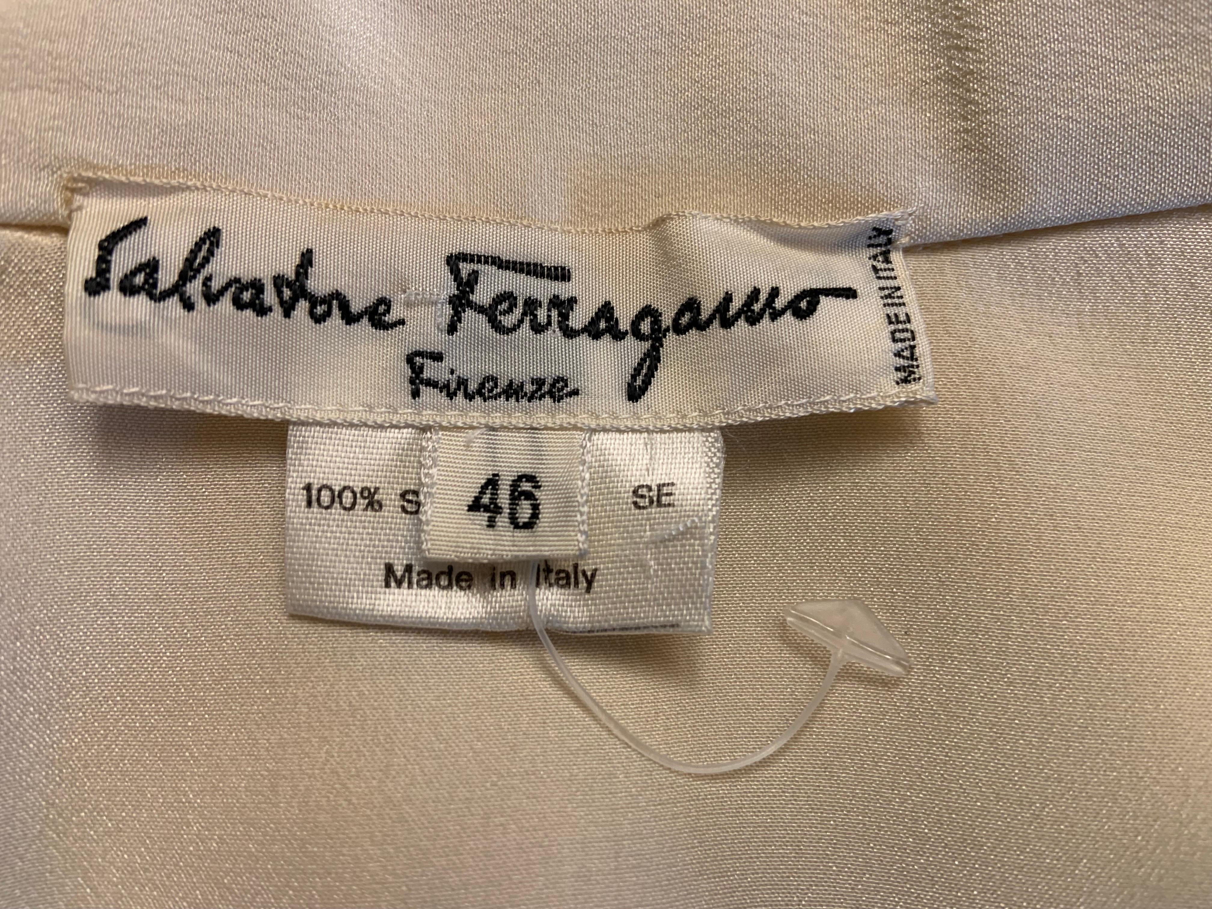 Ferragamo Ivory Silk One Button Blouse  Larger Size For Sale 4