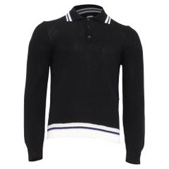 Ferragamo Knitted Long Sleeve Polo Shirt in Black Viscose