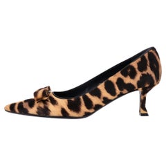 Ferragamo Leopard Print Pony Haar Siwar Pumps